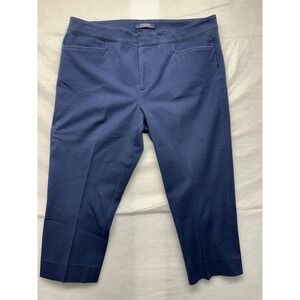 Chaps Women Navy Blue Cropped‎ Capri Pants Size 14 Tailored Flat Front